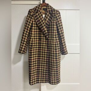 Ann Taylor Black and Gold Houndstooth Pea Coat